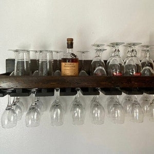 Bar Shelf Espresso Brown Deep Profile Protective Ledge Stemware Rack