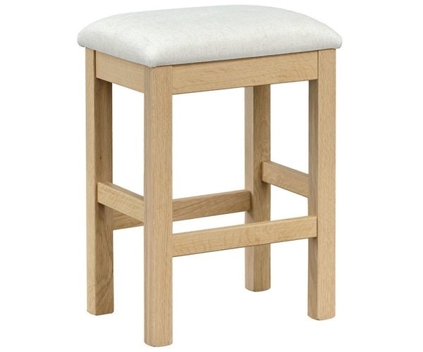 Bar Stool Backless Oatmeal Fabric Seat Dual Footrests