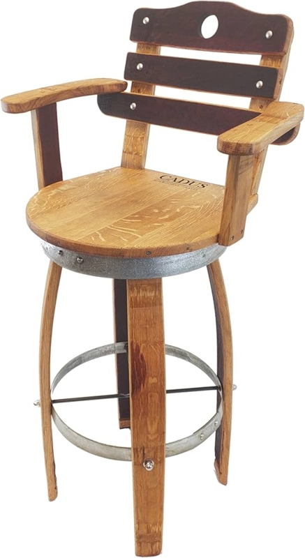 Bar Stool Cadus Branding Armrests Swivel Stave Backrest Rustic Winery