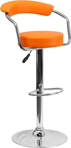 Bar Stool, Chrome Pedestal Swivel with Teardrop Footrest