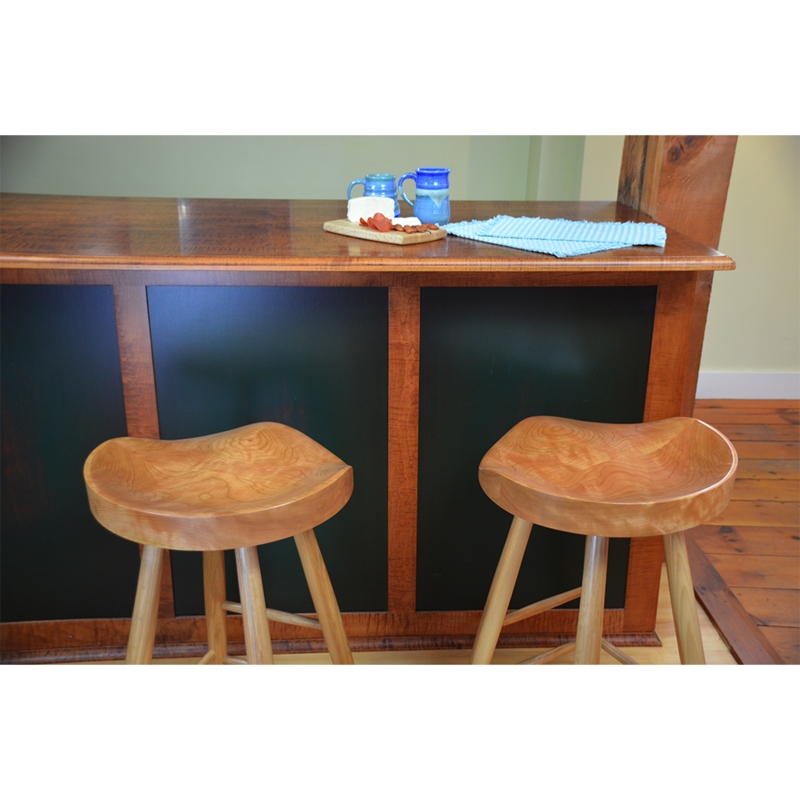 Bar Stool Contoured Tractor Seat Warm Honey Wood