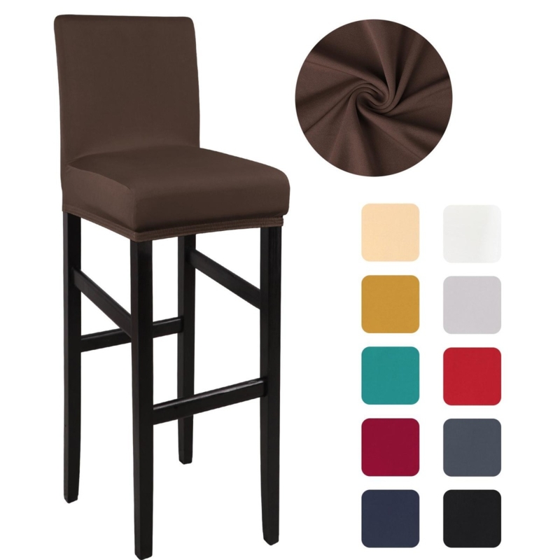 Bar Stool Cover Chocolate Brown Stretch Fit Full Back Coverage