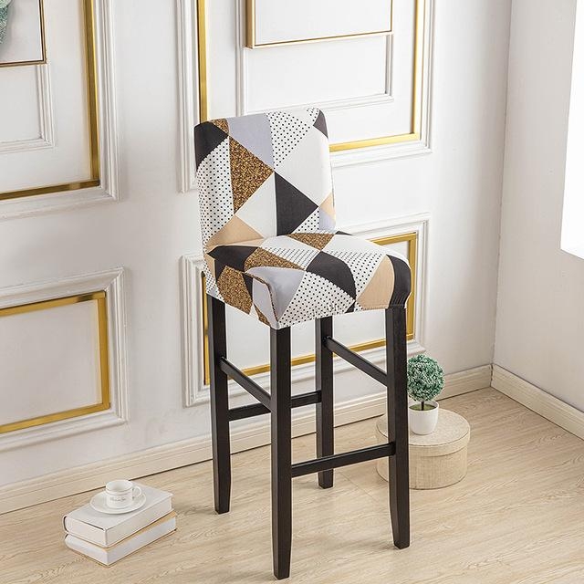 Bar Stool Cover Multicolor Geometric Triangle Pattern Stretch Fit
