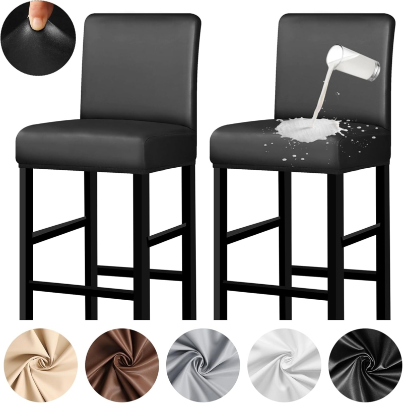 Bar Stool Cover Water Resistant Leather Like Stretchable Modern