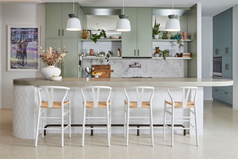 Bar Stool, Crisp White Wishbone Frame with Woven Paper Cord Seat.