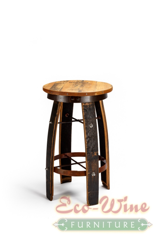 Bar Stool Cross Brace Supports Charred Finish Distressed Wood Counter