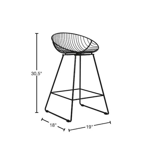 Bar Stool Curved Seat Wire Mesh Sled Base Industrial Modern