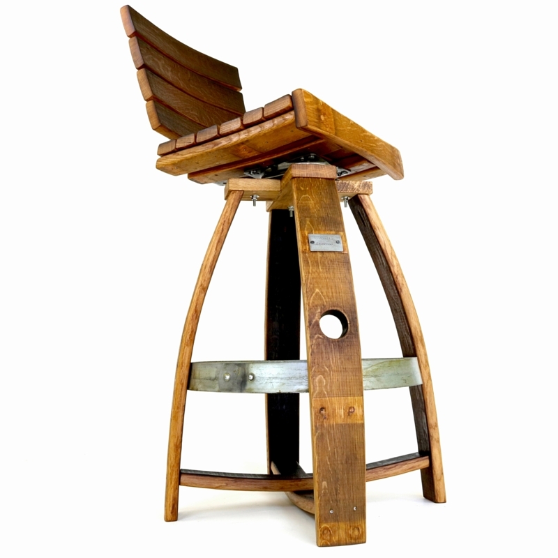 Bar Stool featuring Memory Swivel and Bunghole Detail Wine Barrel Pub