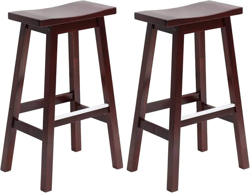Bar Stool Footrest Plate Espresso Brown Backless Dark Kitchen Stools