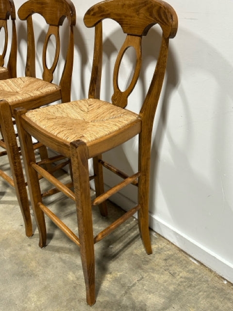 Bar Stool French Country Honey Brown Napoleon Back Oval Splat
