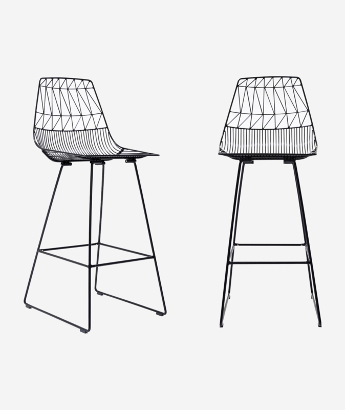 Bar Stool Geometric Backrest Wire Seat Sled Base Modern Industrial