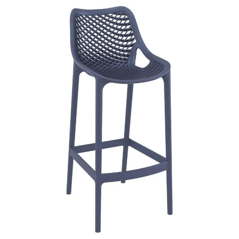 Bar Stool Geometric Perforated Mesh Back in Charcoal Gray