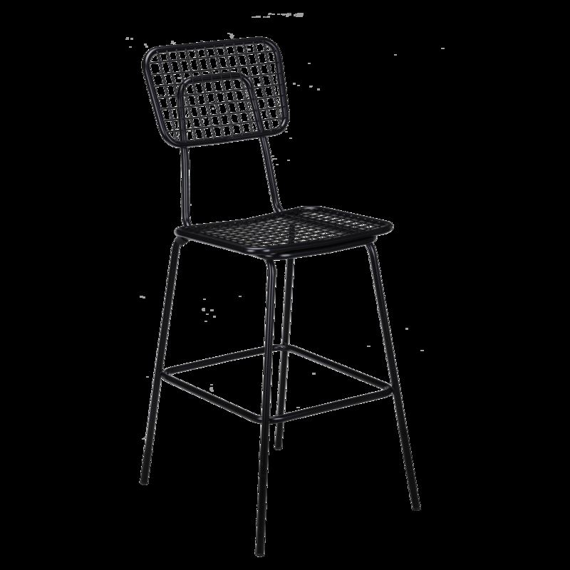 Bar Stool Grid Backrest Matte Black Wire Mesh Seat Industrial Modern