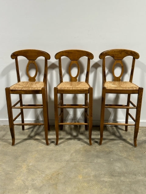 Bar Stool Honey Brown Napoleon Oval Cutout Back French Country
