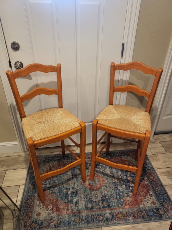 Bar Stool Honey Oak Scalloped Ladder Back French Country Rustic