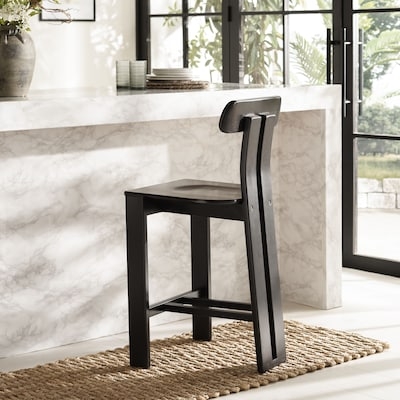 Bar Stool Matte Black Split Back Sculpted Seat Modern
