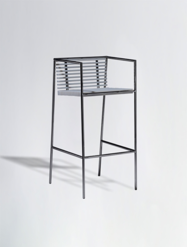 Bar Stool Minimalist Slatted Back with Integrated Arm Frame