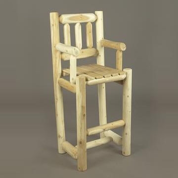 Bar Stool Natural Blonde Cedar Log Style Frame with Slat Seat