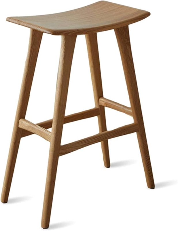 Bar Stool Natural Wood Tapered Legs Curved Seat Nordic Counter Stool