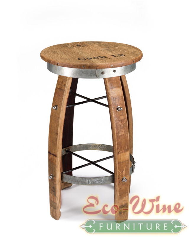Bar Stool Printed Typography Rivet Details Rustic Industrial Cask