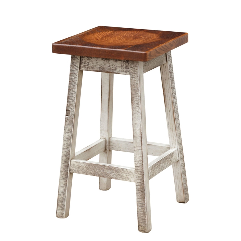 Bar Stool Reclaimed Barnwood with Whitewashed Distressed Frame