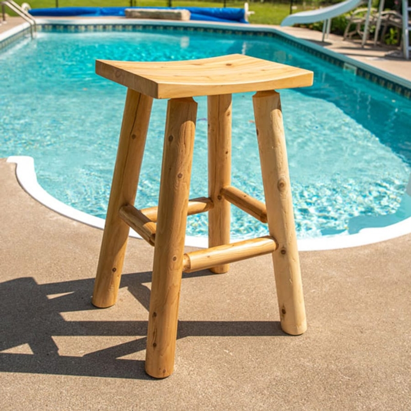 Bar Stool Rustic Cedar Saddle Seat Unfinished Log Legs