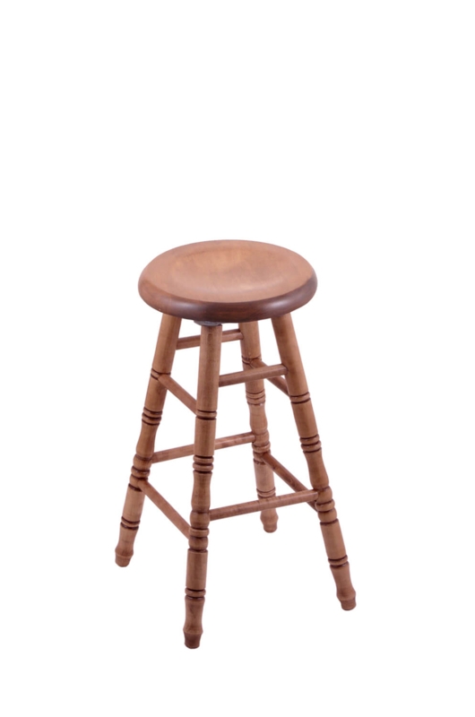 Bar Stool Saddle Dish Seat Swivel Backless Turned Wood Legs