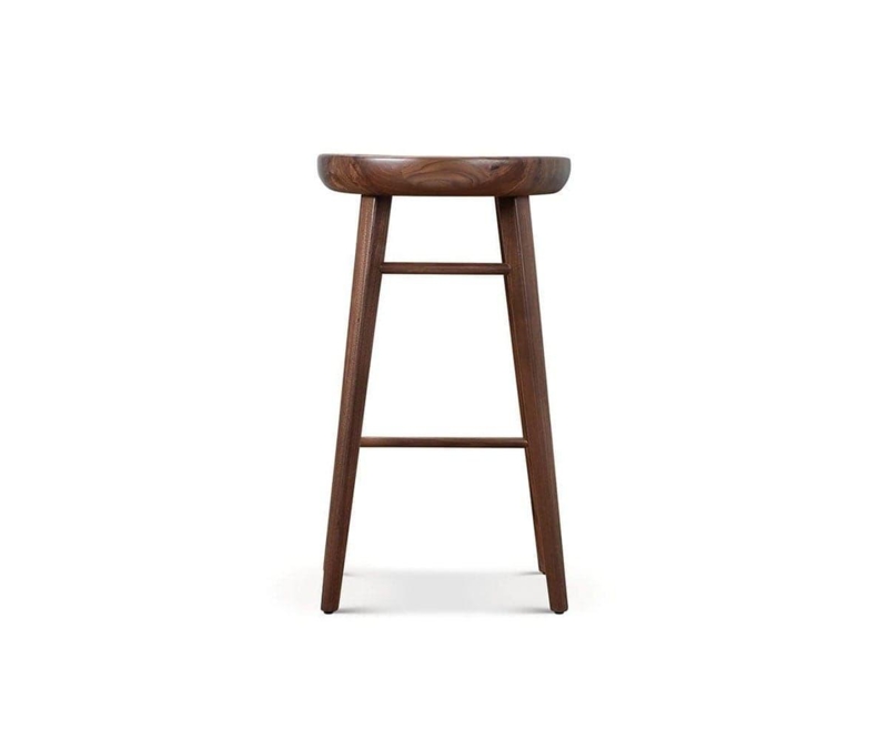 Bar Stool Scandinavian Walnut Backless with Carved Concave Seat