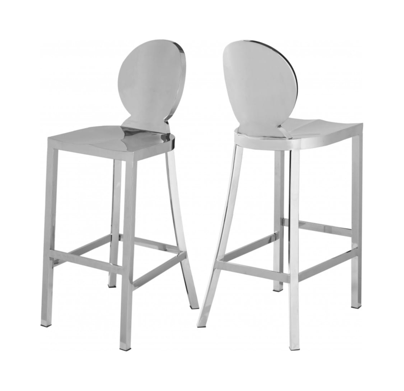 Bar Stool Sculptural Circular Backrest Polished Chrome Open Gap Detail