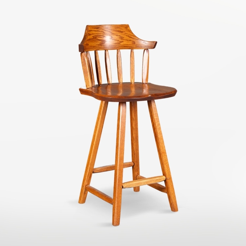 Bar Stool Spindle Back Honey Oak Finish Sculpted Seat