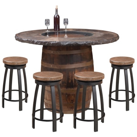 Bar Stool Swivel Barrel Design Round Seat Weathered