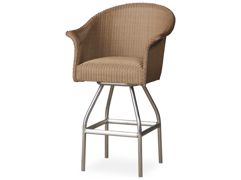 Bar Stool Swivel Honey Tan Weave Silver Metallic Legs Padded Seat