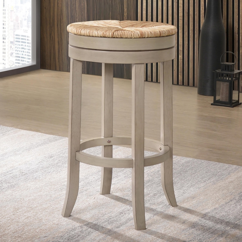 Bar Stool Swivel Weathered Gray Backless Coastal Farmhouse Seating