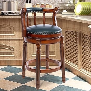 Bar Stool Traditional Navy Upholstery Nailhead Trim Fluted Legs Swivel