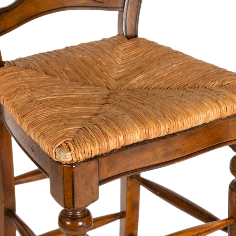 Bar Stool Turned Legs Honey Brown Curved Back French Country Traditional