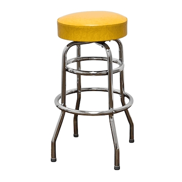 Bar Stool Vibrant Sunny Yellow Vinyl Swivel Double Ring Chrome