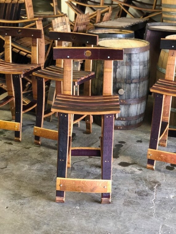 Bar Stool Wine Stained Interior Circular Cutout Rustic Kitchen Counter