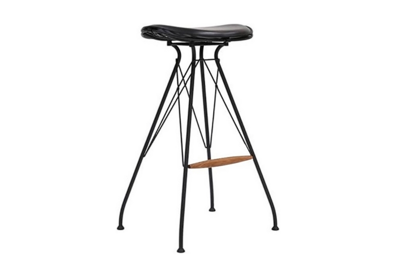 Bar Stool Wire Base Matte Black Contoured Seat Architectural Frame