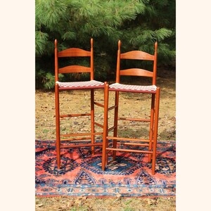 Bar Stools Checkered Woven Seat Ladder Back Shaker Style