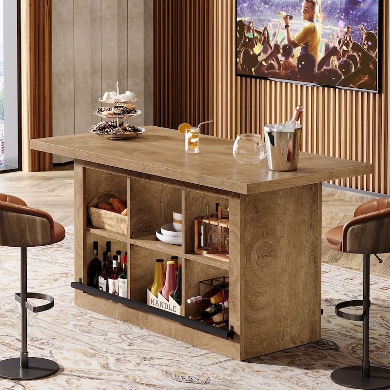 Bar Table Cantilevered Top with Open Cubby Storage