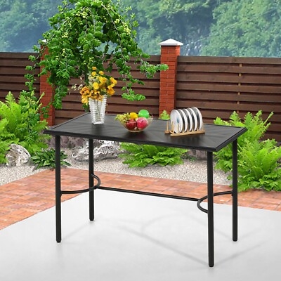 Bar Table Chevron Pattern Top Curved Support Bar Outdoor Metal