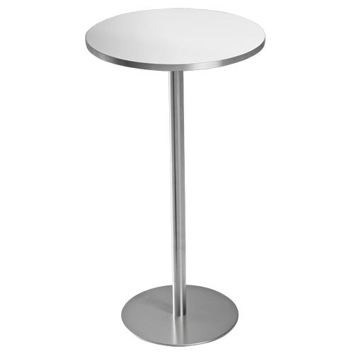 Bar Table: Minimalist Brushed Stainless Steel Round Top, Satin Finish