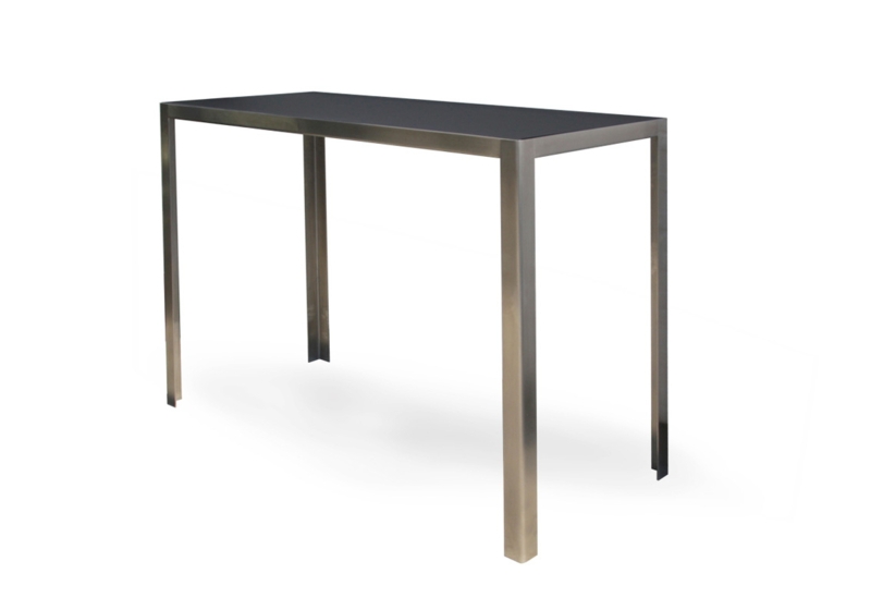 Bar Table: Minimalist Charcoal Top with L-Shaped Metal Legs