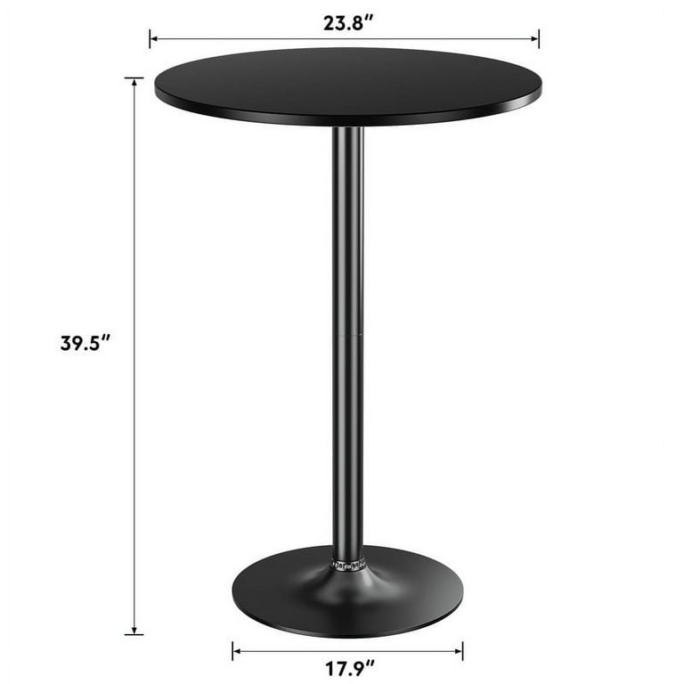 Bar Table Minimalist Matte Black Round Top Slim Silhouette Pedestal Base