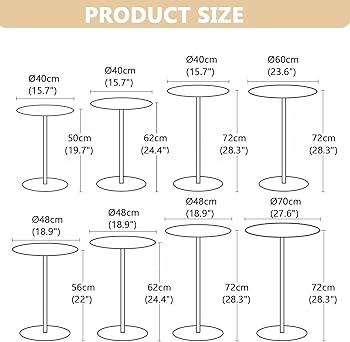 Bar Table Modern Gold Finish Slim Pedestal Variable Heights Round