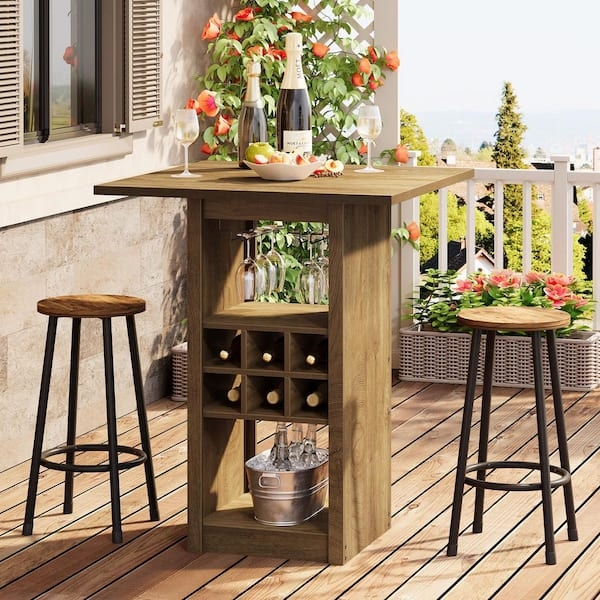 Bar Table Outdoor Wine Bar Storage with Cubbies