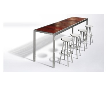 Bar Table Set: Industrial Wood Slat Top with Metal Frame for Alfresco