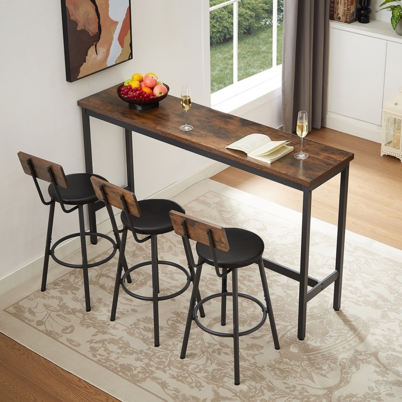 Bar Table Set Ladder Back Stools Slim Metal Profile Set