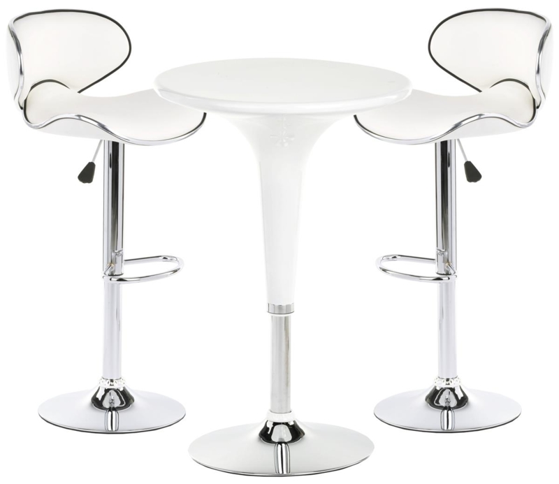 Bar Table Set Tulip Pedestal Base Adjustable Height Chrome Modern