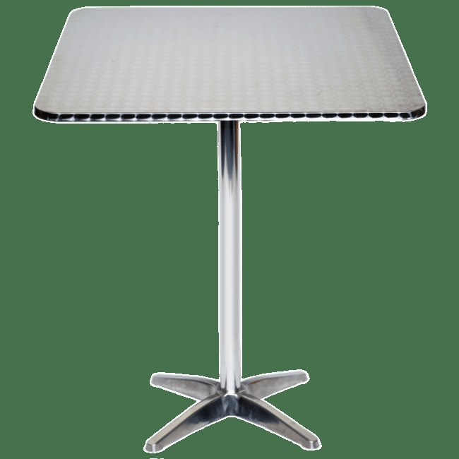 Bar Table: Stainless Steel Square Top, Textured Quilted Metal Surface